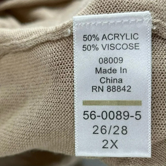 Woman Within Cardigan Women's Sz 2X Brown Open Front Draped Knitted Stretch - Picture 12 of 13